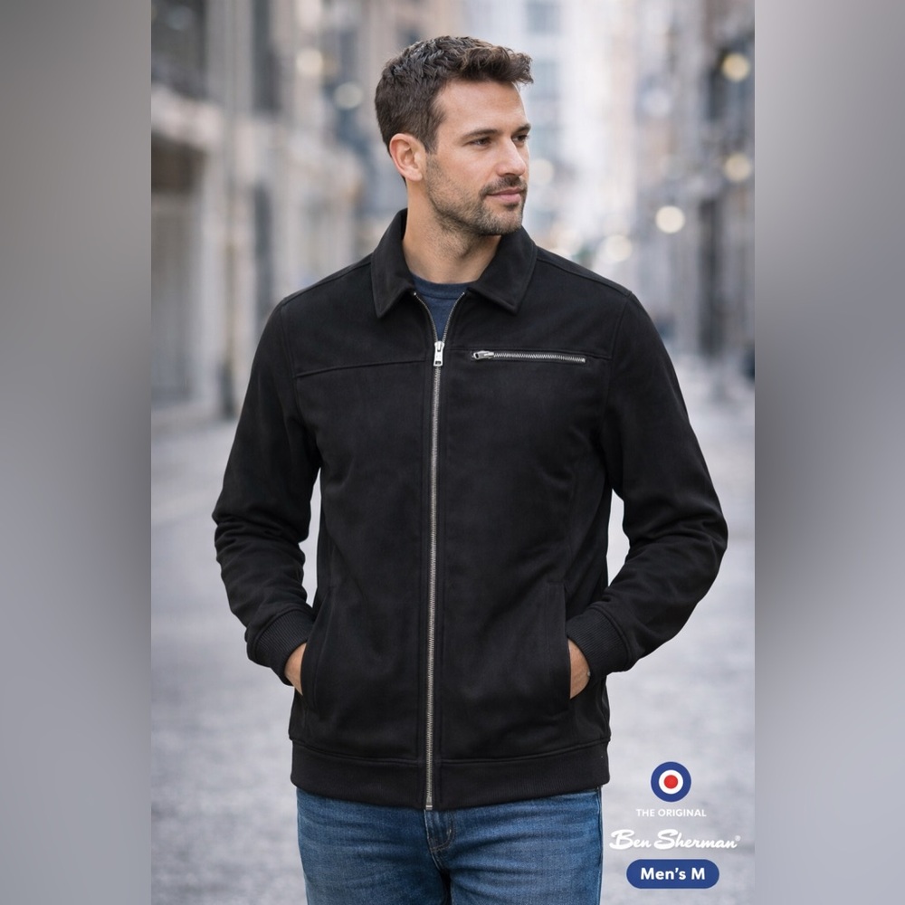 🖤 Ben Sherman Men’s Black Zip Jacket | Size M | NWT | $149 Retail